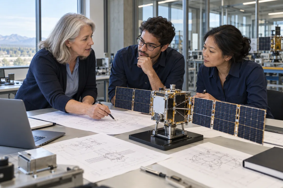 Illustrative collaborative learning around a satellite model