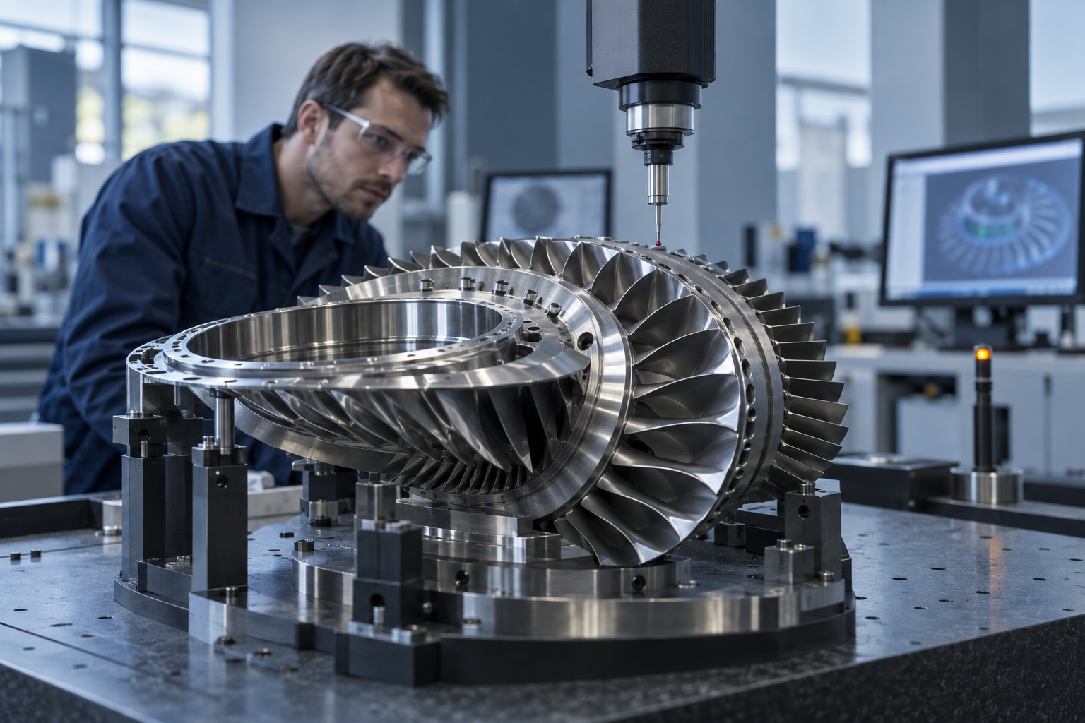 Illustrative aerospace component measurement in a metrology laboratory