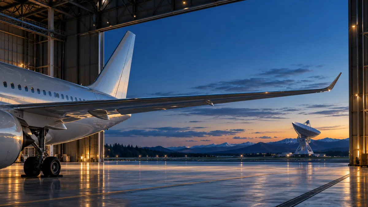 Illustrative aviation and ground-station infrastructure across a shared aerospace landscape