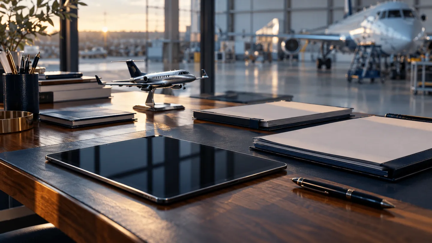 Illustrative aerospace scene: Professional pre-application workspace.